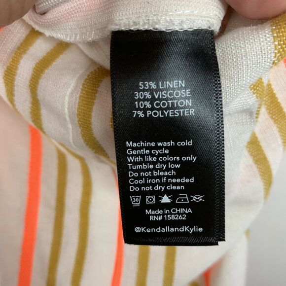 Kendall + Kylie Womens Tie Front Colorblock Stripe Jumpsuit V Neck NWOT Size M - Picture 9 of 10